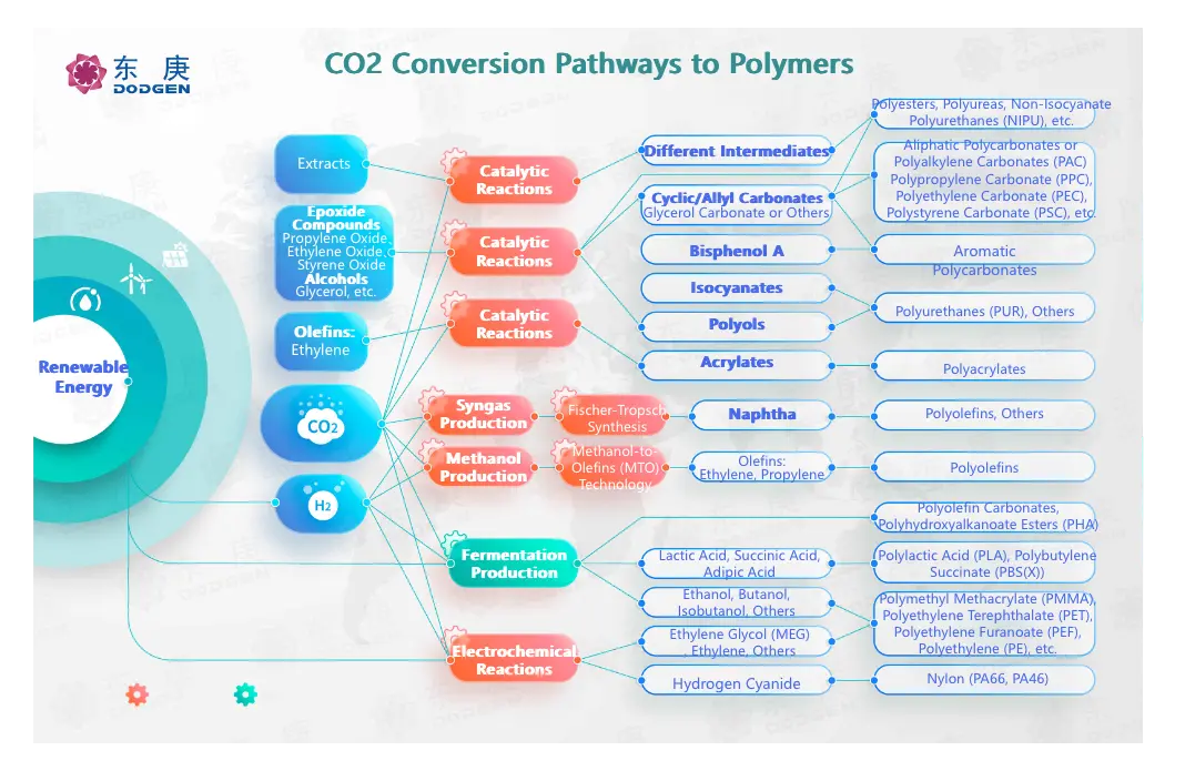 Overview in One Diagram | Technology Pathways for CO2 Conversion to High-Value Polymers