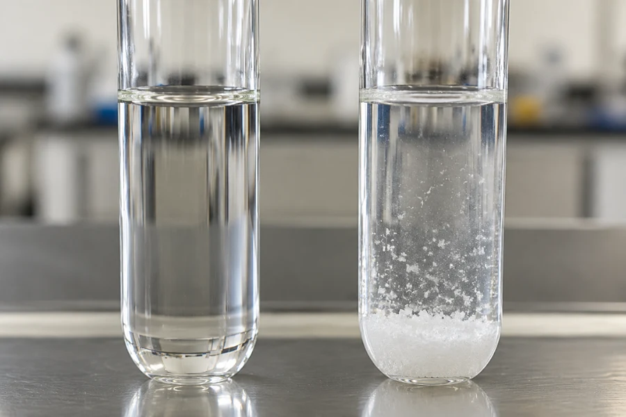 Dissolved and crystalline L-methionine in fermentation broth under different temperature conditions