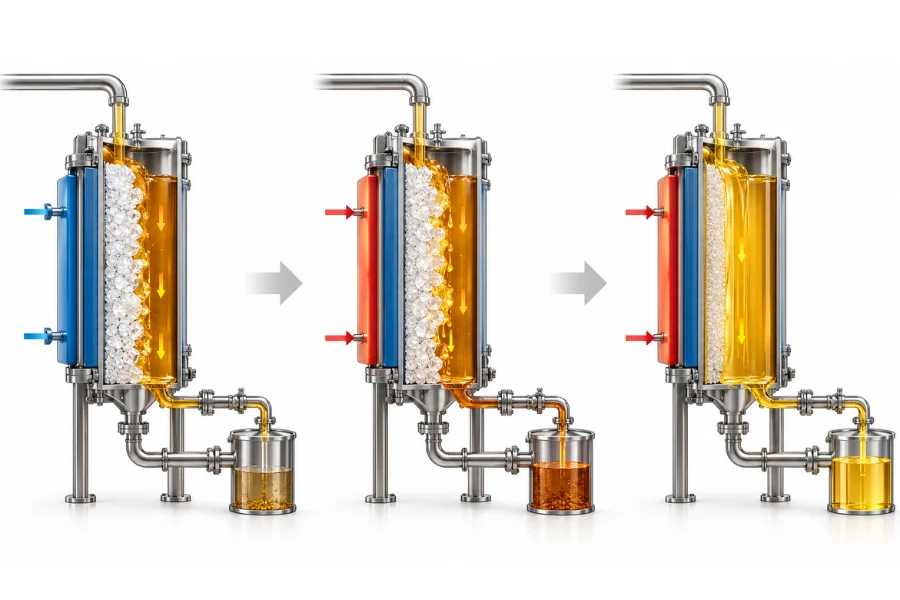 Suspension, static layer and dynamic layer melt crystallization process comparison