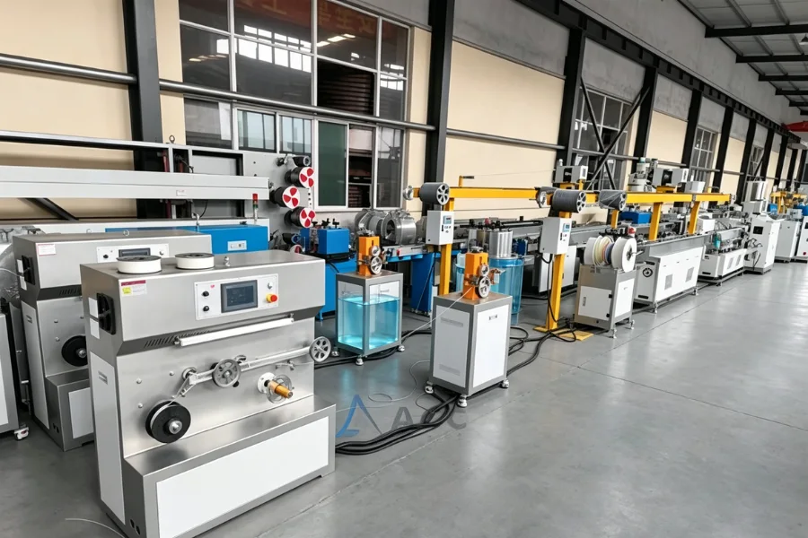 PLA filament production line with extrusion and cooling system