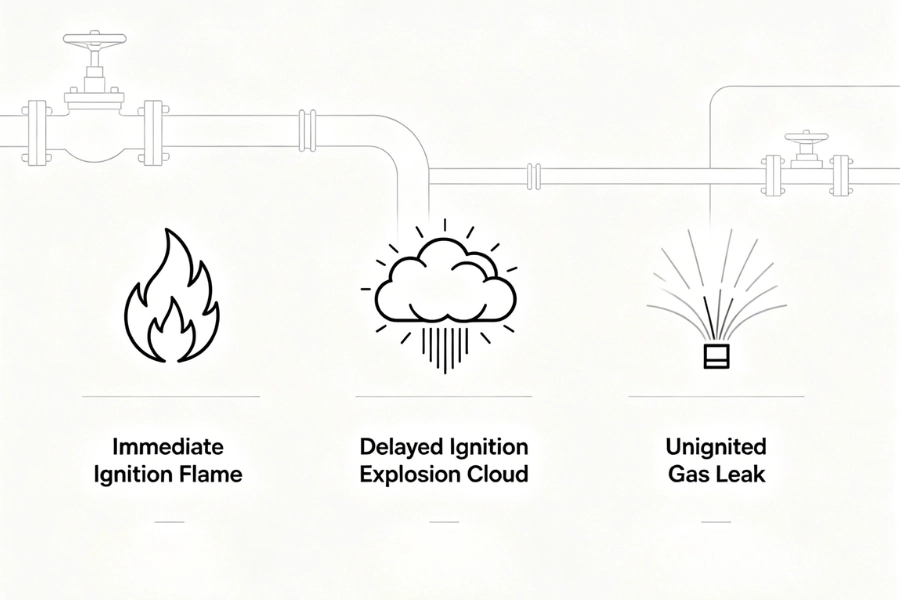 silane leak scenarios immediate ignition delayed ignition and unignited gas release