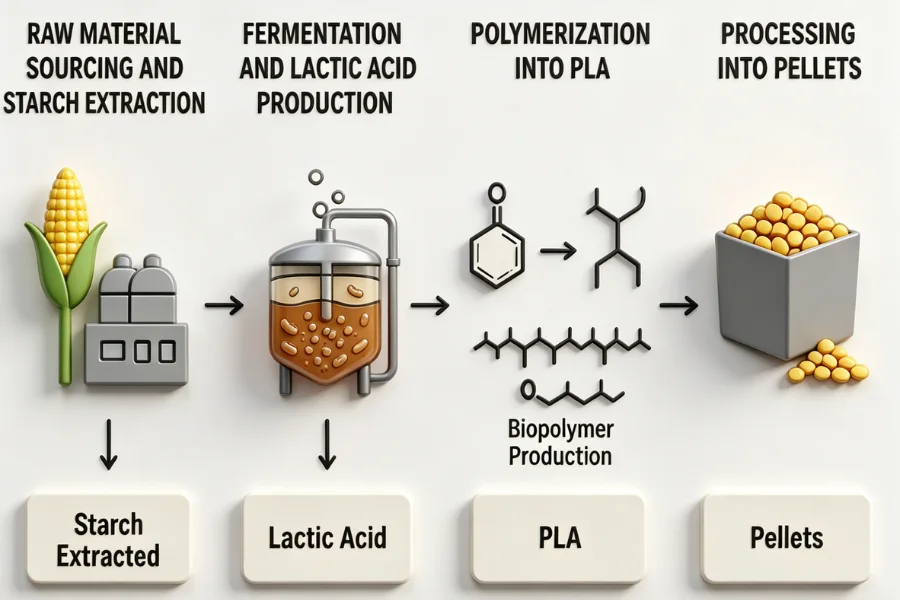 PLA material from corn starch biodegradable polymer non toxic