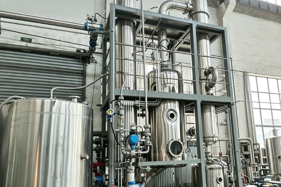 falling film evaporator for heat-sensitive chemical processing in industrial plant