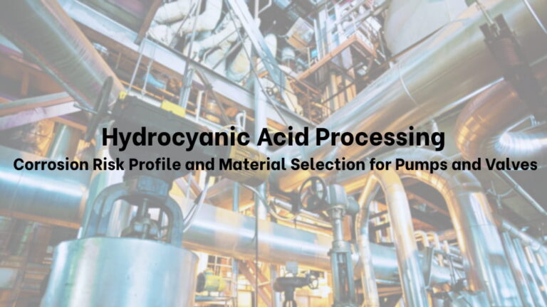 Hydrocyanic Acid Processing Corrosion Risk Profile and Material Selection for Pumps and Valves
