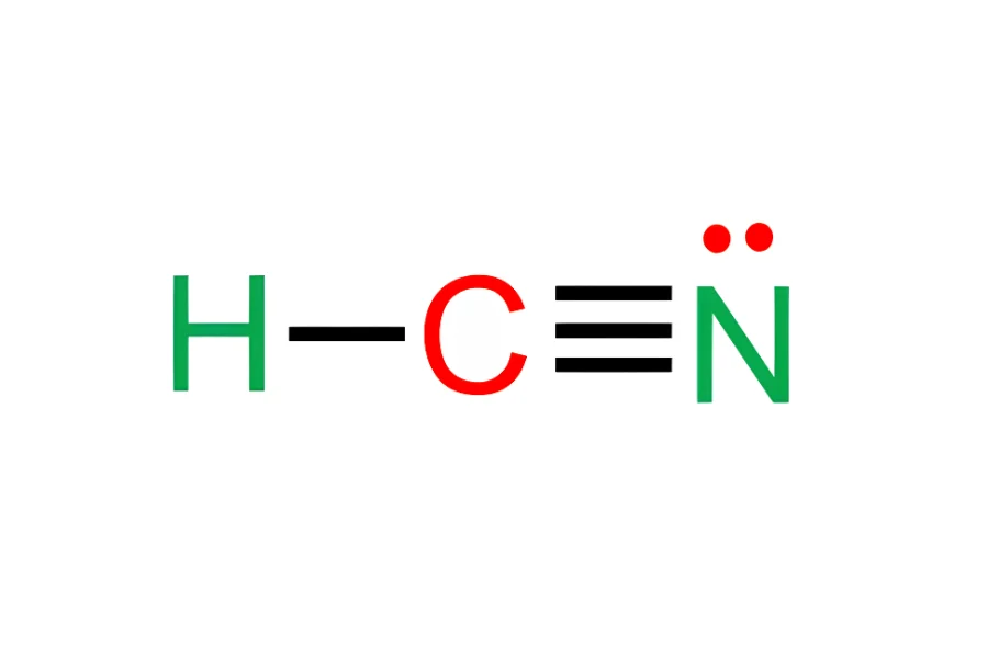 Hydrogen cyanide molecular structure HCN linear molecule showing chemical properties relevant to industrial piping design