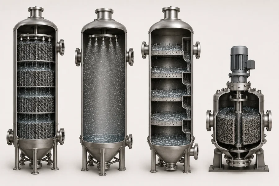 Gas-liquid contactors for direct air capture equipment selection
