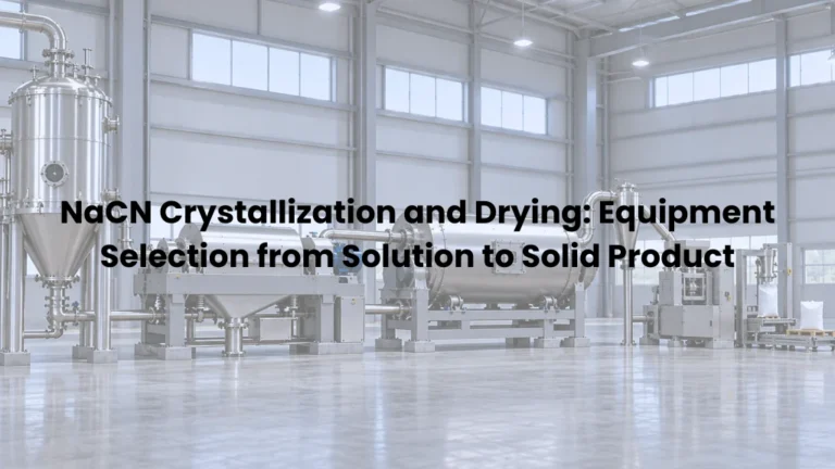 NaCN Crystallization and Drying: Equipment Selection from Solution to Solid Product