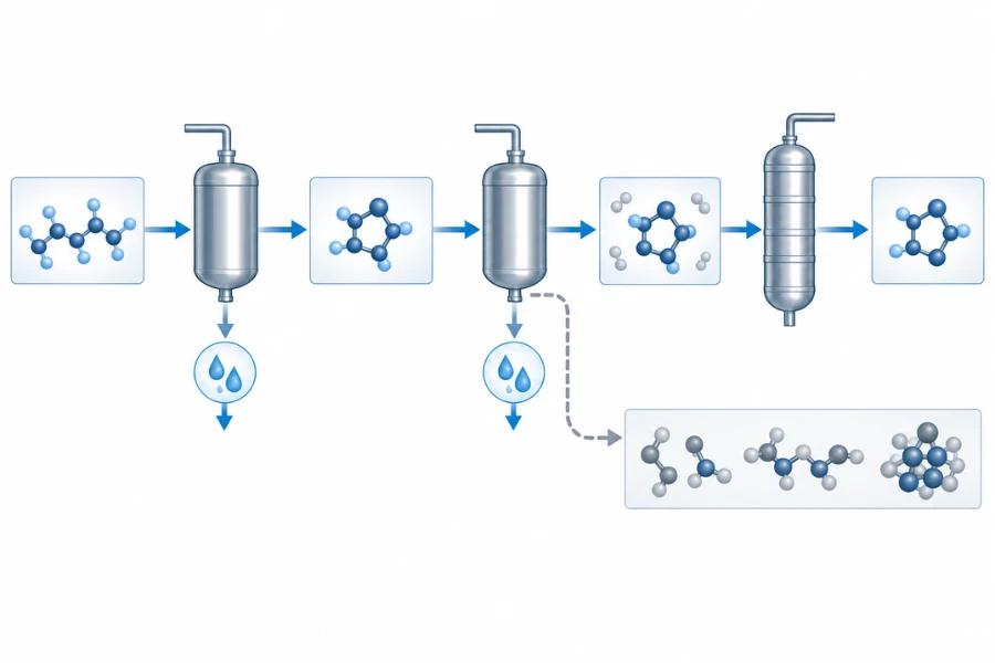 Sorbitol dehydration pathway through sorbitan intermediates to isosorbide