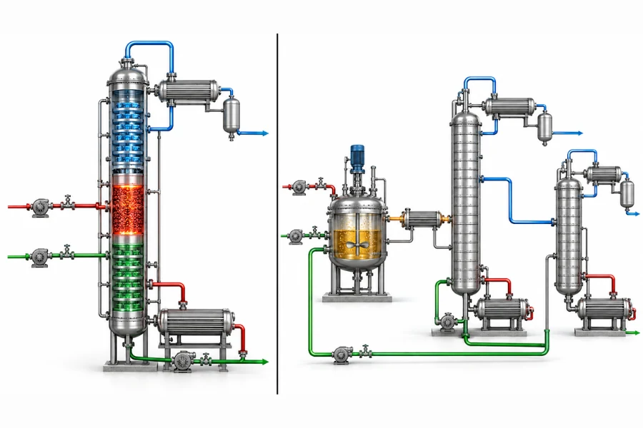 MMA reactive distillation vs separate reactor and distillation