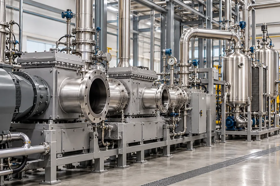 Vacuum devolatilization equipment for residual glycolide removal during PGA resin processing